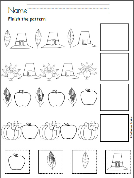 Free Thanksgiving Patterns Cut and Paste | Made By Teachers
