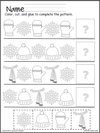 Winter Pattern Practice (cut and paste) | Made By Teachers