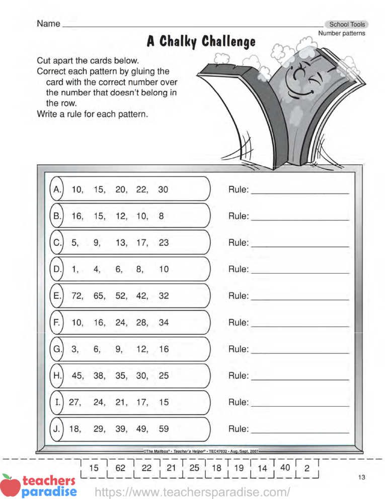 A Chalky Challenge - Number patterns Worksheet by The Education ...