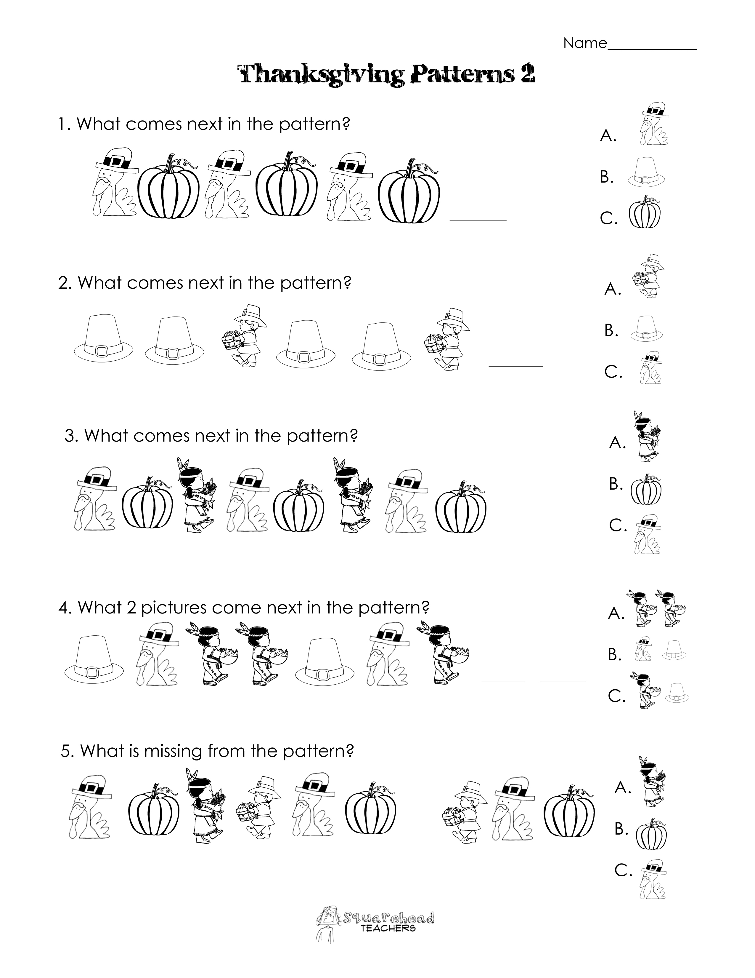 pattern worksheet first grade