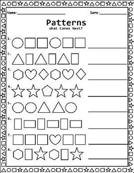 Shape Patterns Worksheet For Kindergarten, 1st Grade, And 2nd ...