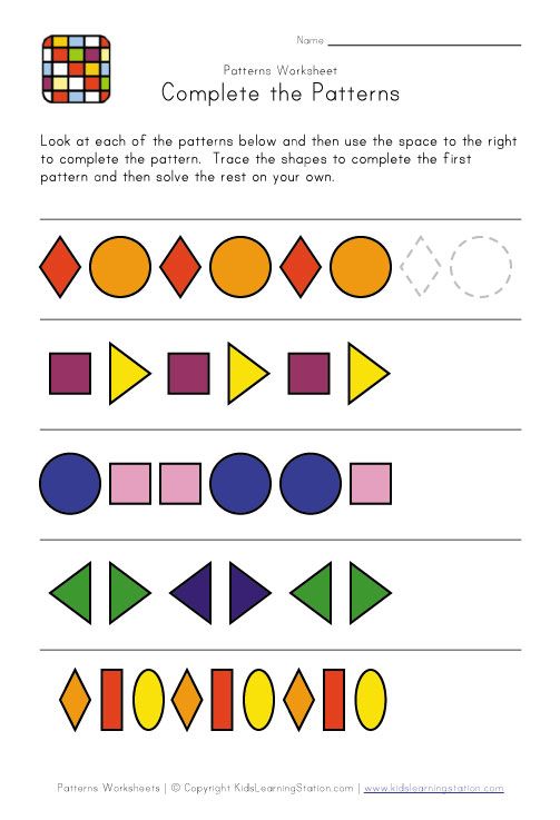 Complete the Patterns - Worksheet 1 | All Kids Network