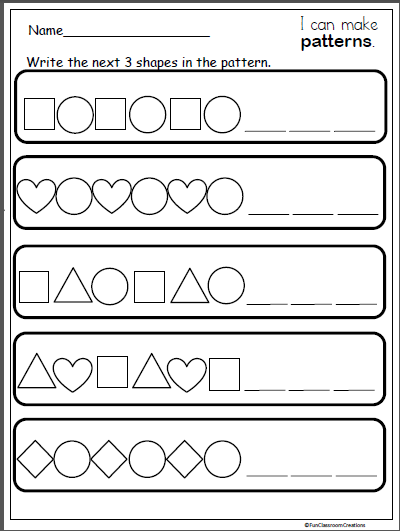 Valentines Day Shape Patterns | Made By Teachers