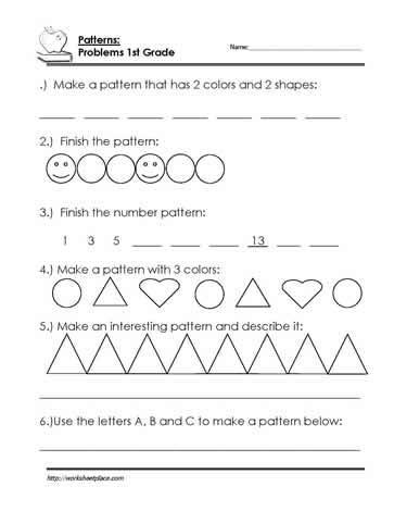 Finish the Pattern Worksheet Worksheets