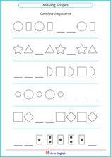 Grade 1 shape Sequences &  Patterns math school worksheets for ...