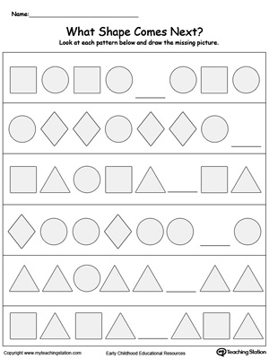 Preschool Patterns Printable Worksheets | MyTeachingStation.com