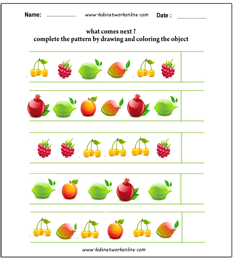 Patterns worksheets for kids - Worksheets Library