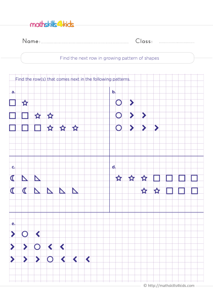 pattern worksheet for 4th graders
