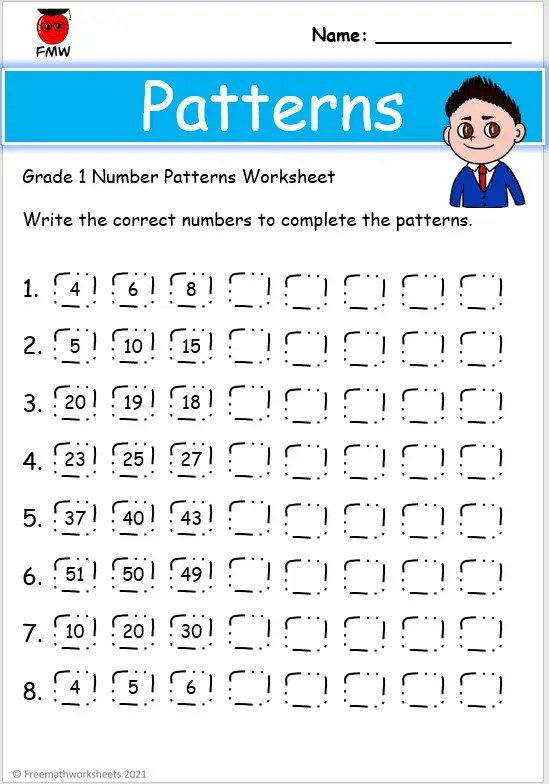 Grade 1 Number Patterns Worksheets | Printables | Free Worksheets