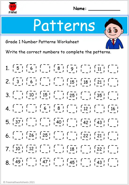 Grade 1 Number Patterns Worksheets | Printables | Free Worksheets