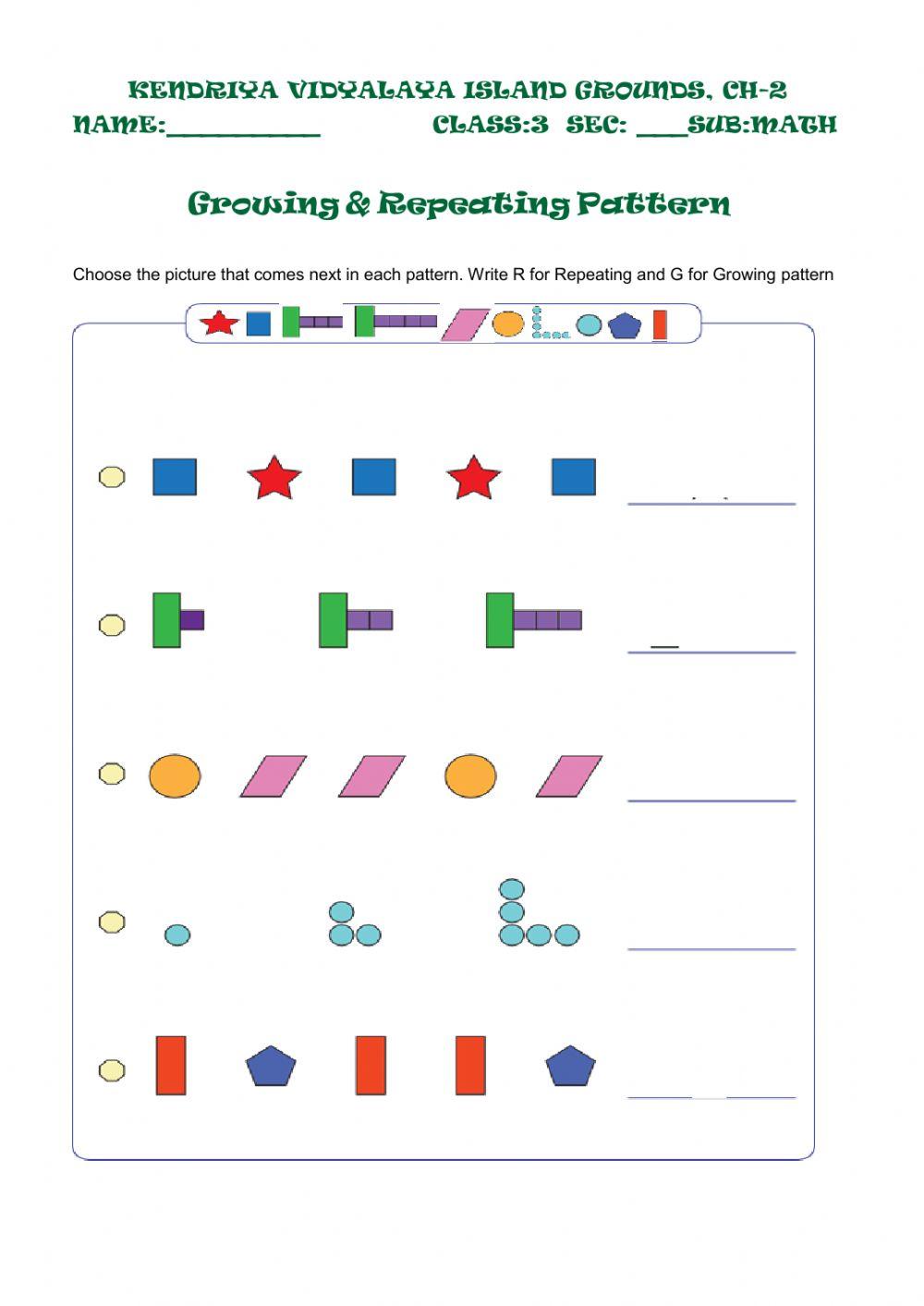 IDENTIFY IF THE GIVEN PATTERN IS REPEATING OR GROWING online ...