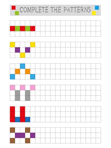 Premium Vector | Complete the pattern worksheet for kids ...