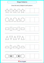 Grade 1 shape Sequences &  Patterns math school worksheets for ...