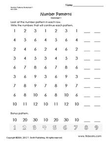 Number Patterns Worksheet for 1st - 2nd Grade | Lesson Planet