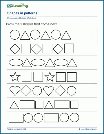pattern worksheet for kinder