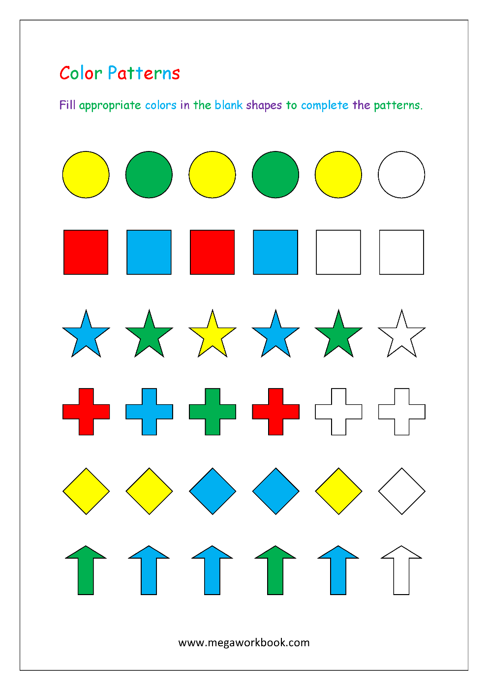 pattern worksheet for kindergarten students