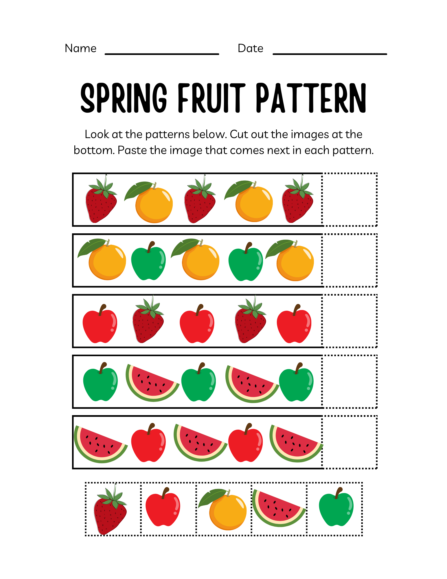 5 Fun Free Spring Preschool Pattern Worksheets — xoxoerinsmith.com