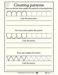 Creating Letter-shape Patterns Worksheet for Pre-K - Kindergarten ...
