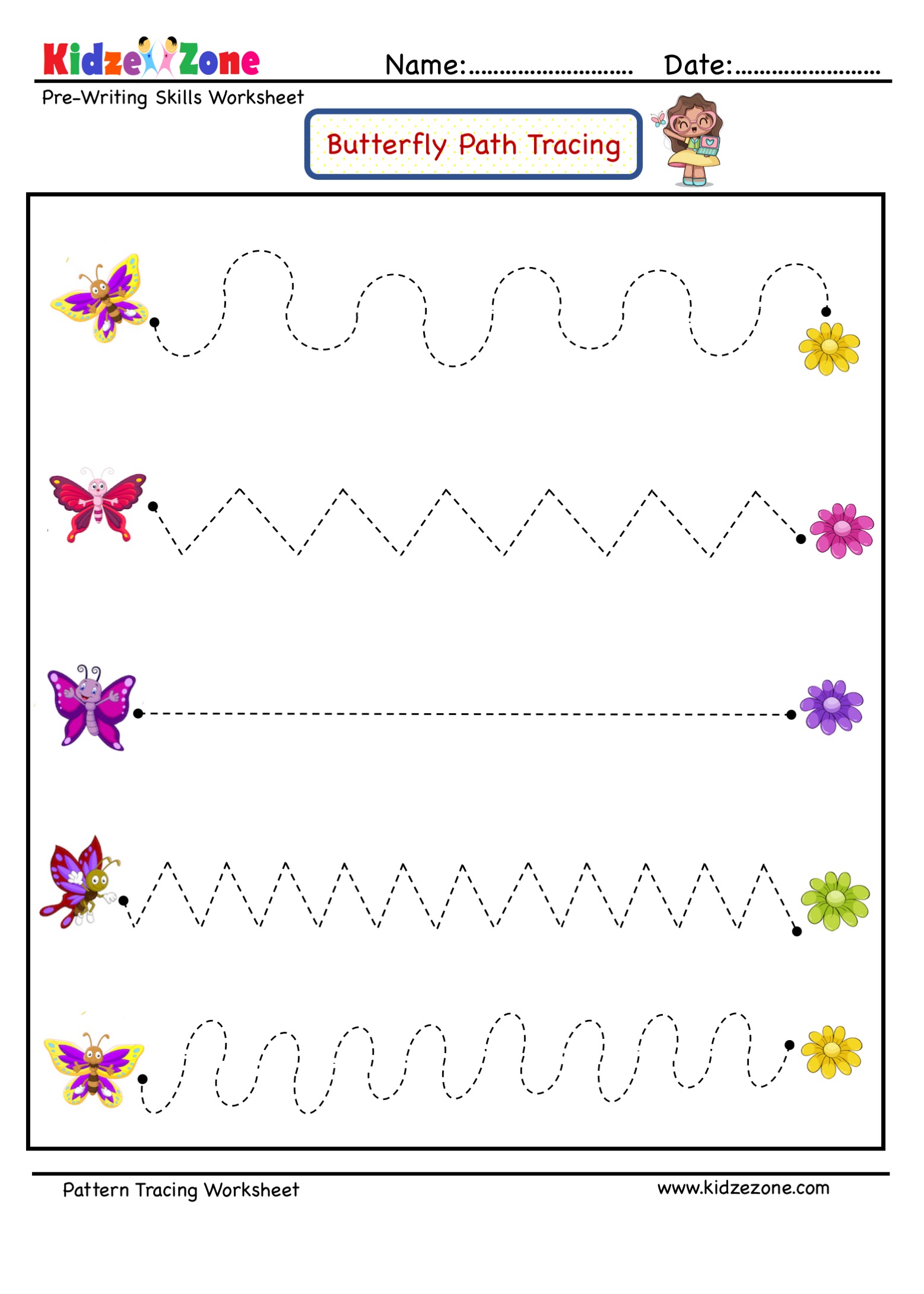 PreK Pattern Tracing Worksheets KidzeZone Worksheets Library PreK Pattern Tracing Worksheets KidzeZone Worksheets Library