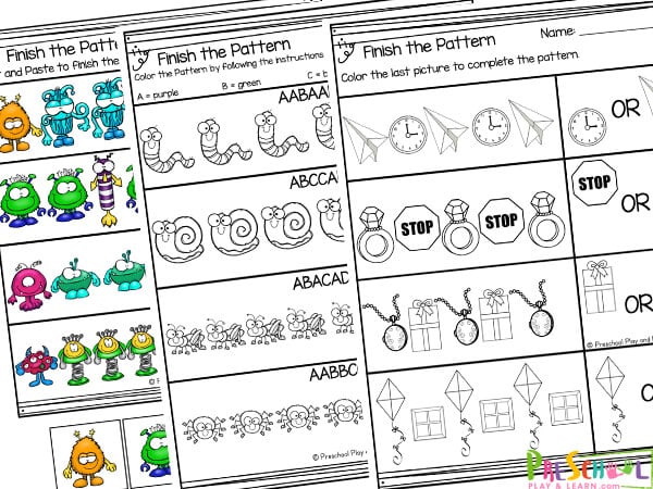 pattern worksheet for preschoolers free