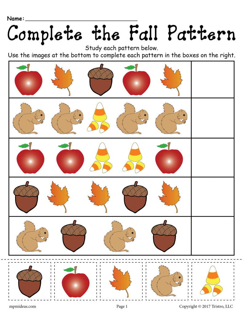 pattern worksheet for preschoolers