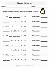 Grade 2 number patterns math school worksheets for primary and ...