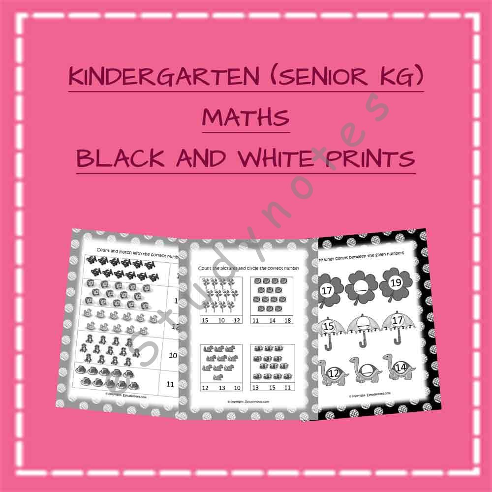 KG 2 (Senior KG) Maths Worksheets Black and White Prints,53 ...