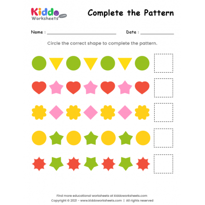 Free printable Pattern Worksheets - kiddoworksheets