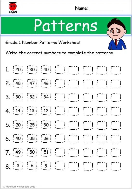 Grade 1 Number Patterns Worksheets | Printables | Free Worksheets