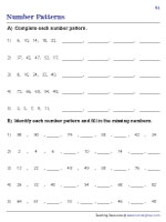 Number Pattern Worksheets