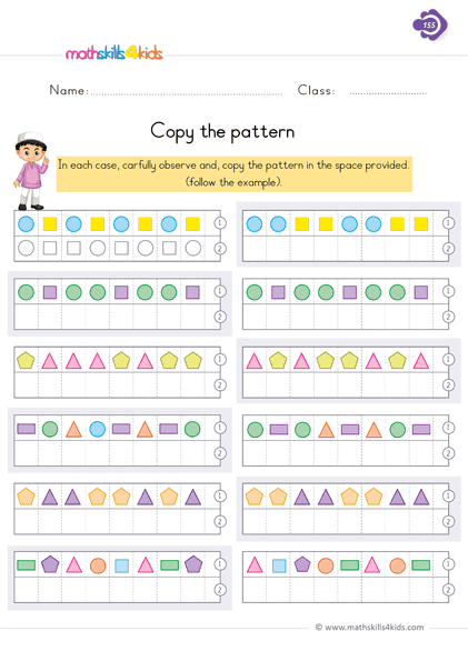 1st Grade free printable pattern worksheets: Fun &  engaging activities