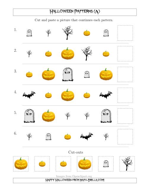 Scary Halloween Picture Patterns with Shape and Size Attributes (A)