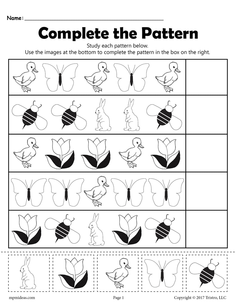 Spring Pattern Worksheet!