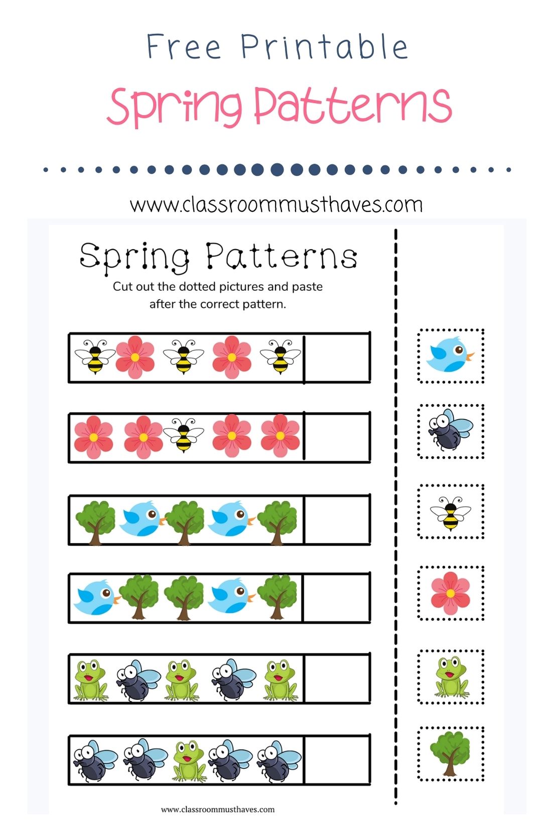pattern worksheet in kindergarten
