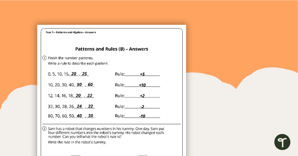Patterns and Algebra Worksheets - Year 1 | Teach Starter