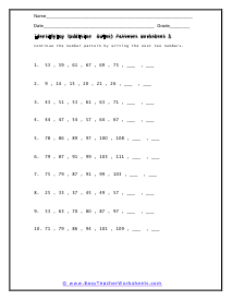 Patterns in Mathematical Operations Worksheets