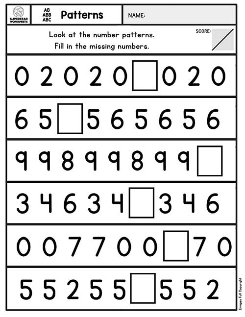 pattern worksheet math