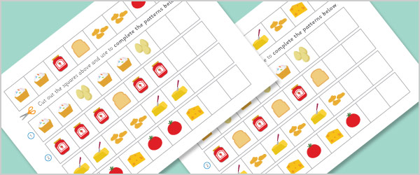 Early Learning Resources Food Worksheets - Complete The Pattern ...