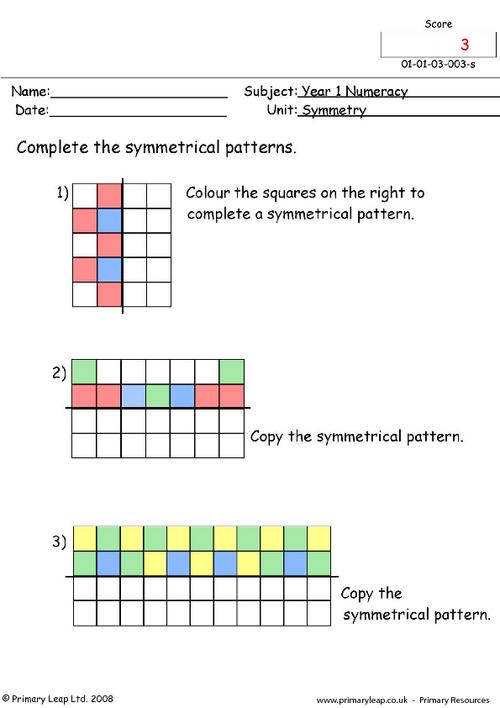 Numeracy: Symmetry | Worksheet | PrimaryLeap.co.uk