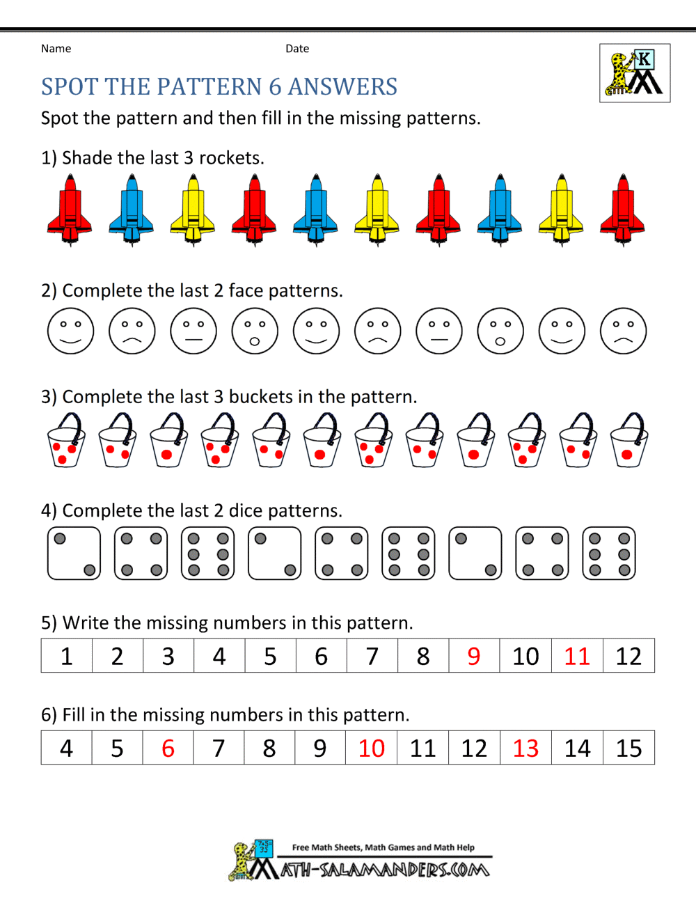 pattern worksheet printable