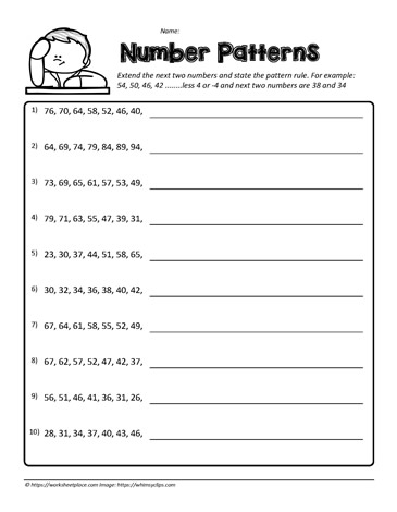 Number Patterns Worksheets