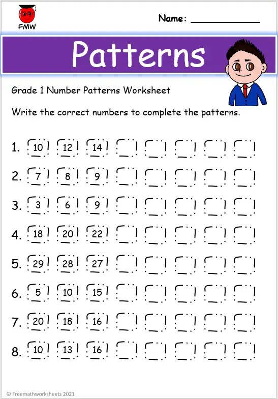 Grade 1 Number Patterns Worksheets | Printables | Free Worksheets
