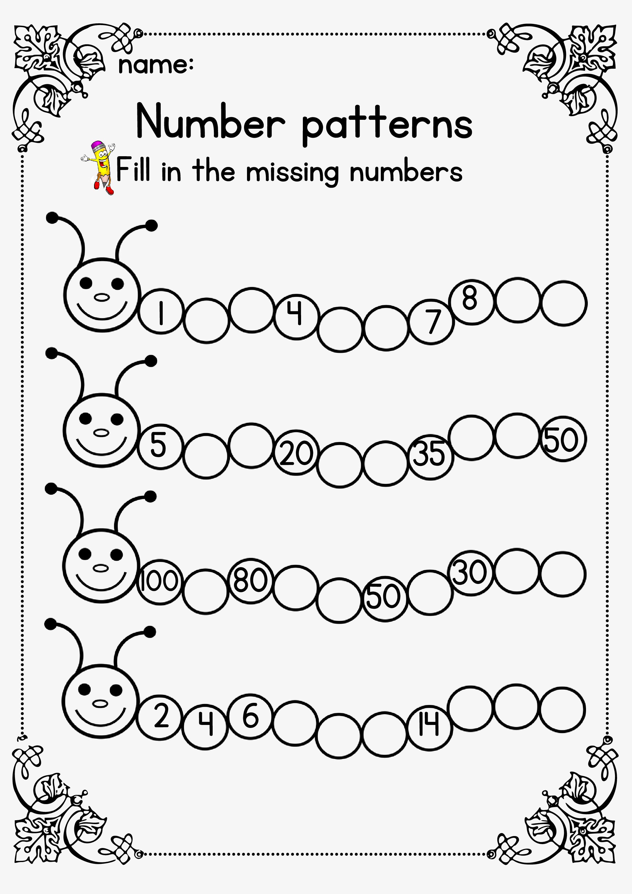 pattern worksheet to