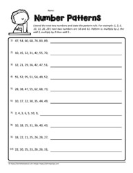 pattern worksheet with numbers