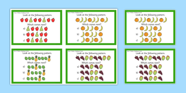 Year 2 Maths Pattern Challenge Cards (teacher made) - Twinkl