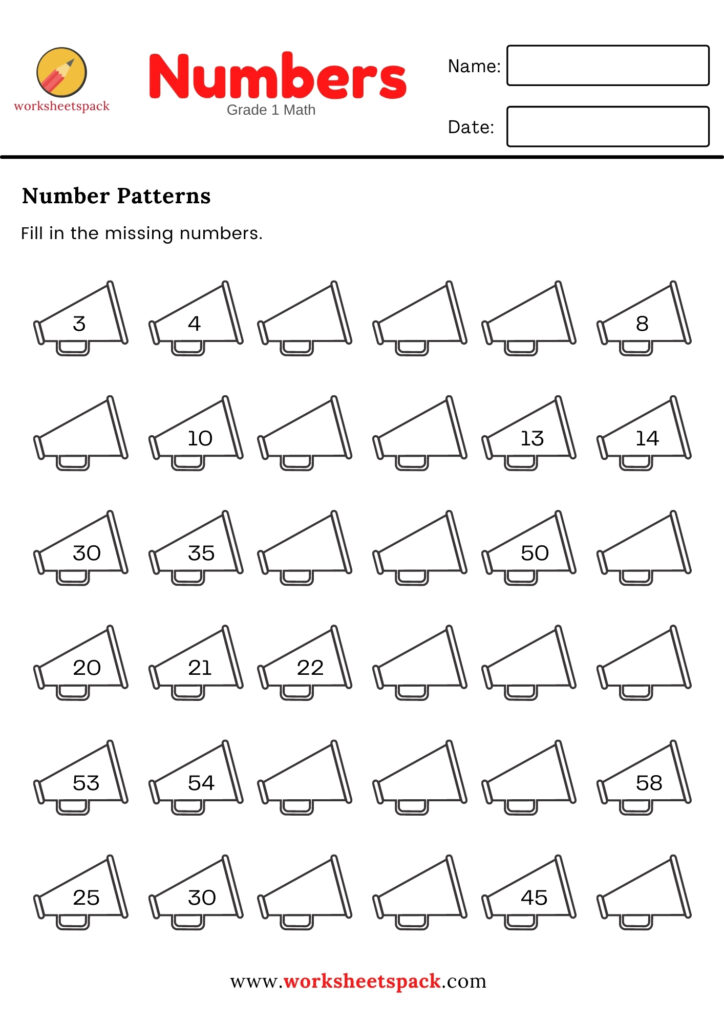 NUMBER PATTERNS WORKSHEETS FOR GRADE 1 (EASY MATH) - worksheetspack ...
