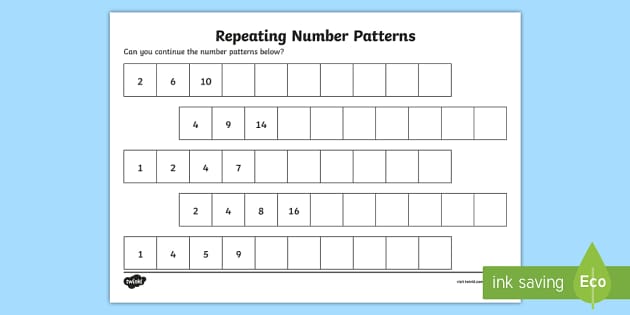 Repeating Number Patterns KS1 Worksheet - Primary Resources