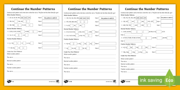 Math Worksheets | Grade 5 | Number Patterns | Differentiated