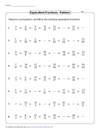 patterns with fractions worksheet