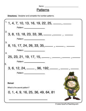 Third Grade Patterns Worksheets  